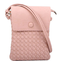 Pink woven crossbody bag ideal for casual outings and stylish accessory options