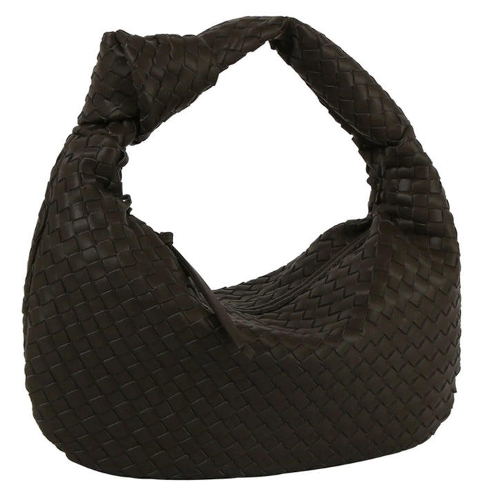 Woven Knotted Hobo Bag - Black