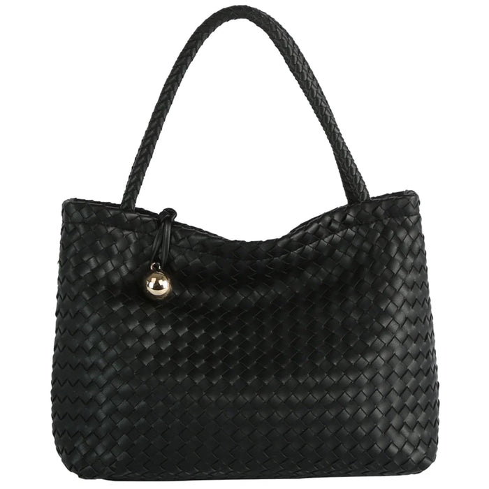 Woven Tote Satchel - Black