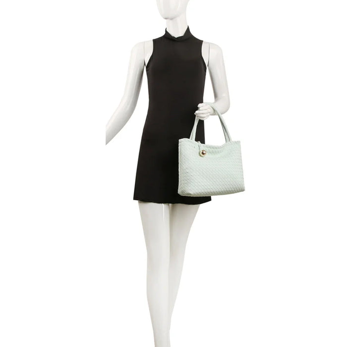 Woven Tote Satchel - Coffee