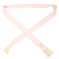 Pale pink scarf with fringed ends complements Zig Zag Stripe Pattern Braided Belt