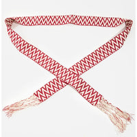 Zig Zag Stripe Pattern Braided Belt featuring red and white zigzag design with tassels