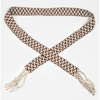 Zig Zag Stripe Pattern Braided Belt featuring a zigzag pattern and tasseled ends