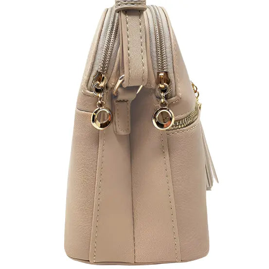 Zip Tassel Multi-Compartment Crossbody Bag - BAGS