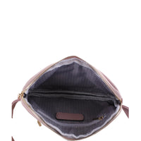 Open zipper fanny pack bag showcasing its interior lining and zipper detail