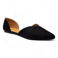 Black suede d’Orsay flat shoe with pointed toe from Zoom Pointed Flats collection