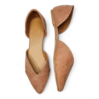 Pair of nude d’Orsay pointed-toe flat shoes named Zoom Pointed Flats