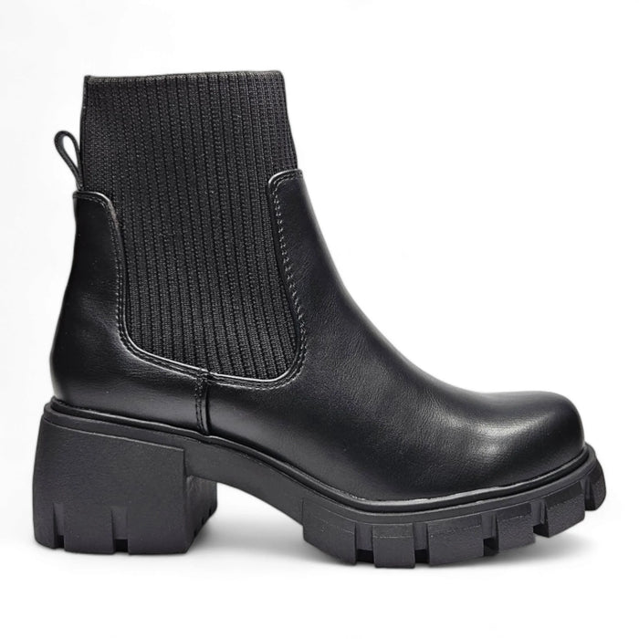 Zordy Elastic Shaft Lug Bootie - Black